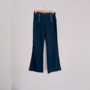 Banana republic navy blue sailor straight leg flare linen pants, size 0